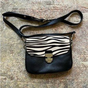 Charles Jourdan  - Leather Zebra Striped Crossbody Bag